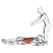Animación de assisted lying leg raise with lateral throw down