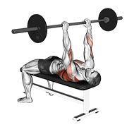 Animación de barbell pullover to press
