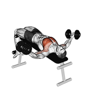 Animación de dumbbell decline twist fly