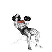 Animación de dumbbell incline palm-in press