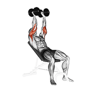 Animación de dumbbell incline triceps extension