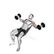Animación de dumbbell incline twisted flyes