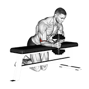 Animación de dumbbell over bench one arm neutral wrist curl