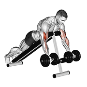Animación de dumbbell prone incline curl