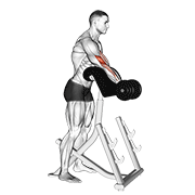 Animación de dumbbell standing preacher curl