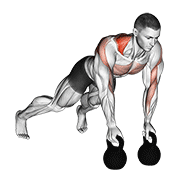 Animación de kettlebell alternating renegade row