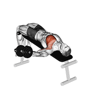 Animación de dumbbell decline one arm fly