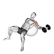 Animación de dumbbell incline one arm fly on exercise ball