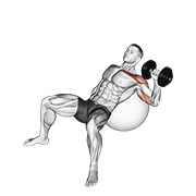 Animación de dumbbell incline one arm press on exercise ball