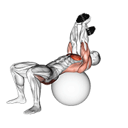 Animación de dumbbell pullover hip extension on exercise ball