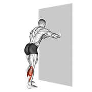 Animación de calf stretch with hands against wall