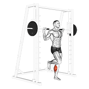 Animación de smith one leg floor calf raise
