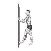 Animación de calf push stretch with hands against wall