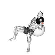 Animación de dumbbell incline one arm hammer press on exercise ball