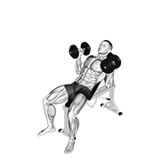Animación de dumbbell palms in incline bench press