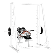 Animación de smith machine reverse decline close grip bench press