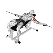 Animación de cable two arm curl on incline bench