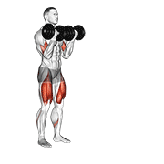 Animación de dumbbell bicep curl lunge with bowling motion