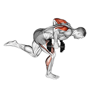 Animación de dumbbell tricep kickback with stork stance