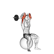 Animación de ez bar french press on exercise ball