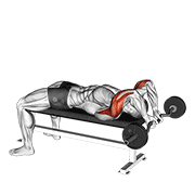Animación de ez bar lying close grip triceps extension behind head
