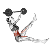 Animación de barbell sitted alternate leg raise (female)