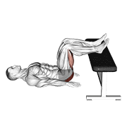 Animación de glute bridge two legs on bench (male)