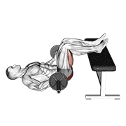 Animación de barbell glute bridge two legs on bench (male)